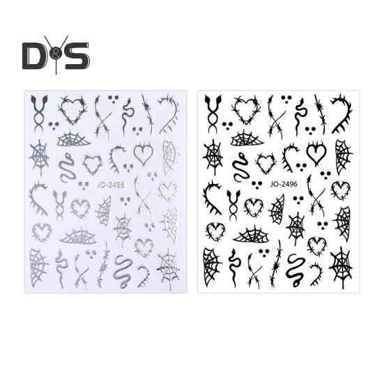 

2 шт. наклейки для ногтей, легкое нанесение и снятие, обертывания для ногтей, модные готические наклейки для ногтей, аксессуары для домашнего салона для нейл-арта B