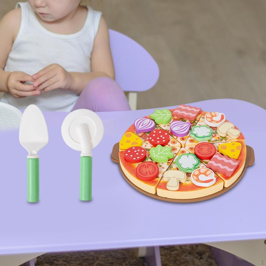 Pizza Set, Play Kitchen Accessories, Role-playing, Color Learning, Realistic Serving Toy,