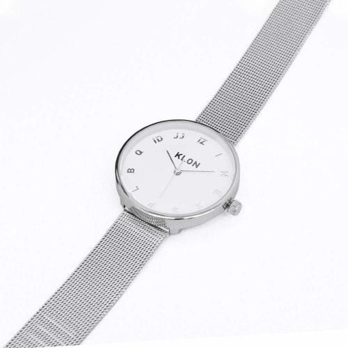 Simple Silver Couple's Watches for Men and Women. [Matching Item] KLON MOCK NUMBER -SILVER MESH- Ver. SILVER (40mm X 33mm)