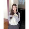 Contrasting Polo Neck Knitted Sweater Women's Spring Loose Age-reducing Inner Top Design Bottoming Shirt