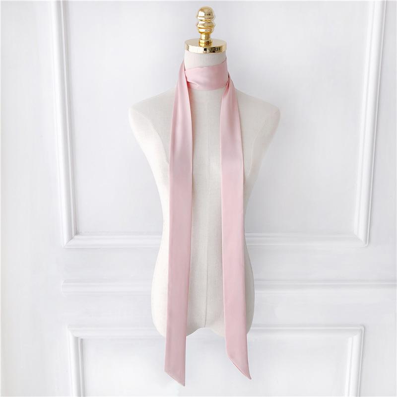 5x190cm Women Satin Silk Narrow Scarf Neckerchief Solid Color Neck Scarves Long Silk Scarf DIY Bag Ribbon Head Neck Hair Band