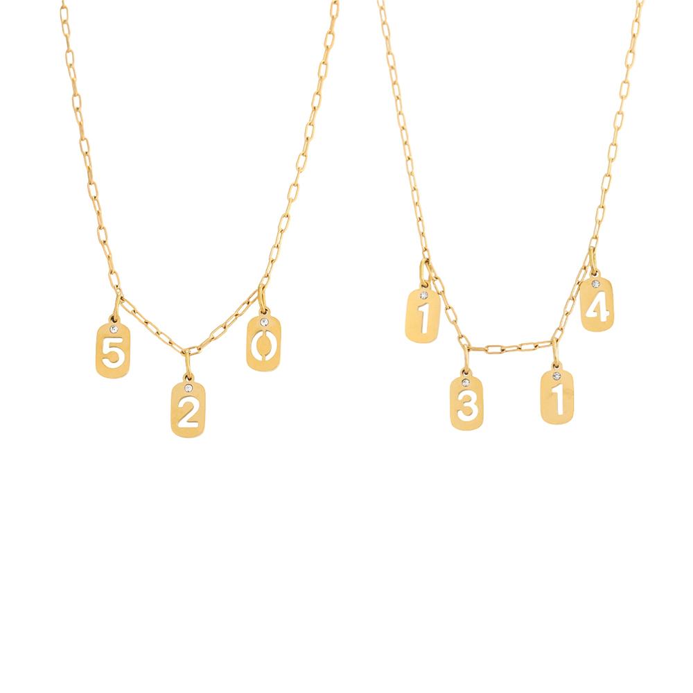 CARLIDANA Personality DIY Number Stainless Steel Digital Gold Plated Pendant Charm Necklace Accessories Jewelry Making Women Men