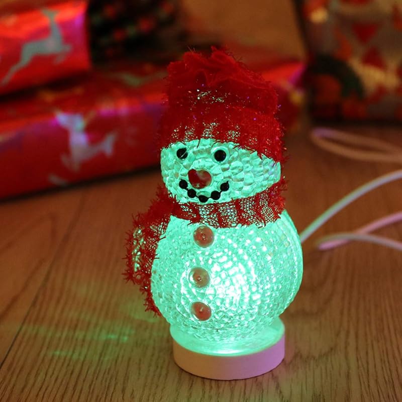 Uonlytech Christmas Snowman Night Ligh, LED Light USB Night Light Mini Glowing Snowman Desktop Ornaments for Home Bedroom Christmas