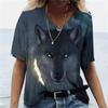Vrouwen T-shirt Lone Wolf Grafisch 3D Geprint Y2k Mode Elegantie Vintage Korte Mouw Elegant Casual Comfortabel Polyester