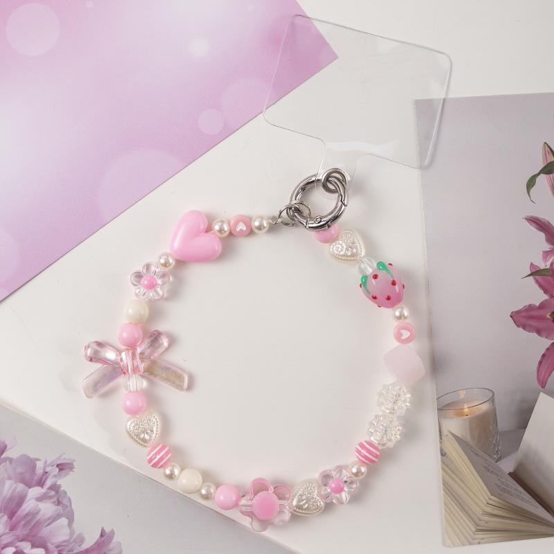 High-End Cartoon Butterfly & Flower Metal Cross Phone Wrist Strap Lanyard