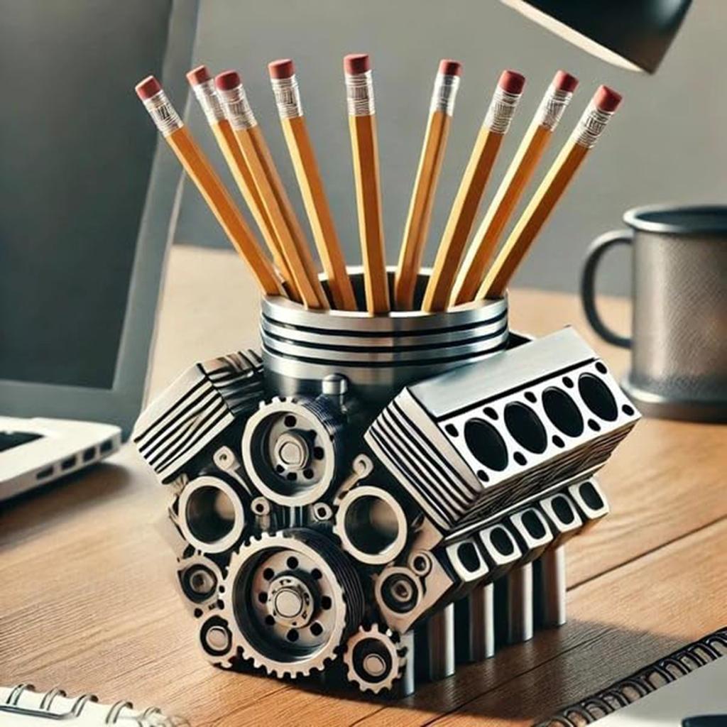 Pen Holder With V8 Engine, Engine Block Desk Organizer, Pen And Pencil V8 Engine Block Holders, Desk Decor Gift For Mechanic, Car Enthusiasts