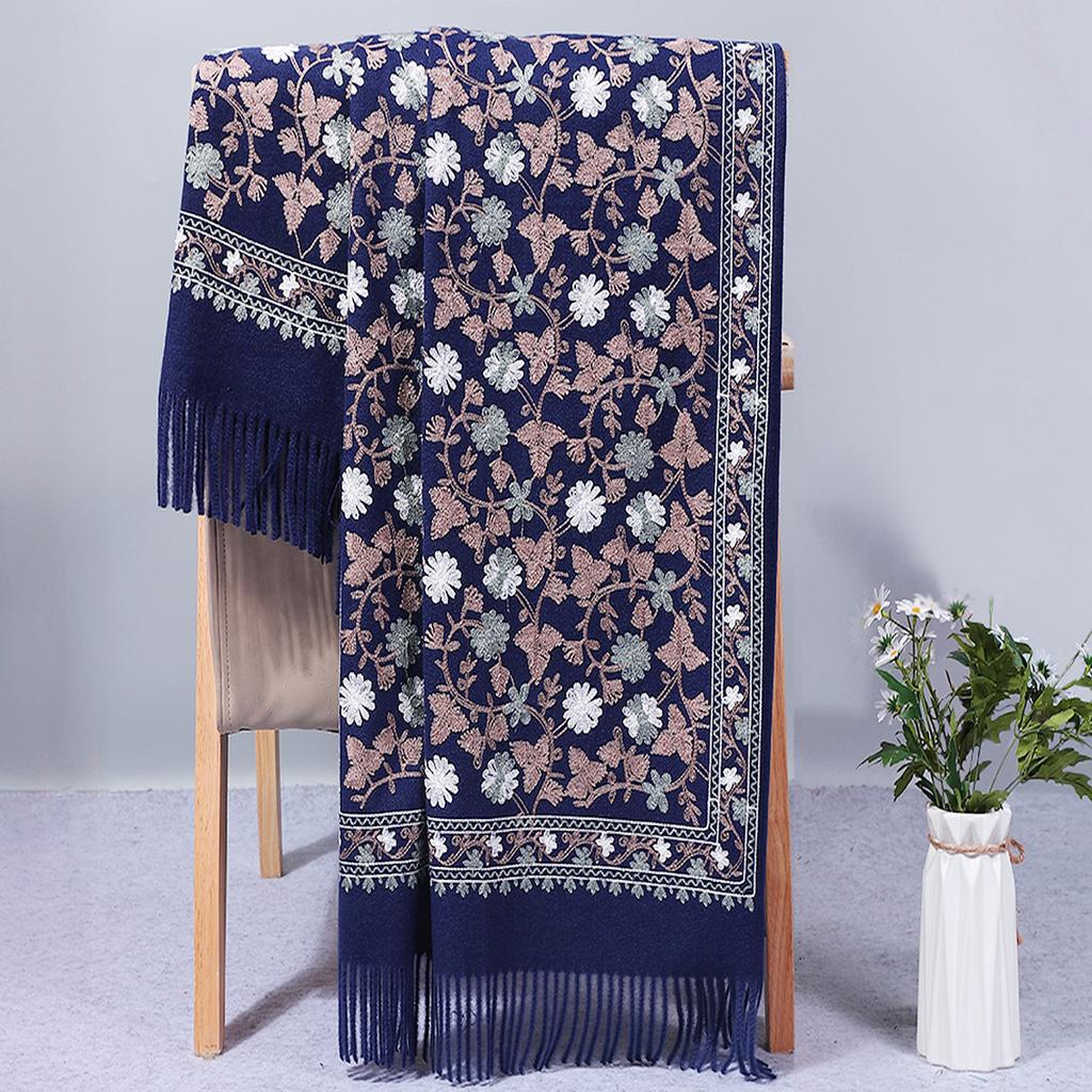 Ethnic style embroidered new autumn and winter knitted faux cashmere scarf for women, thickened paisley embroidered shawl from Lijiang