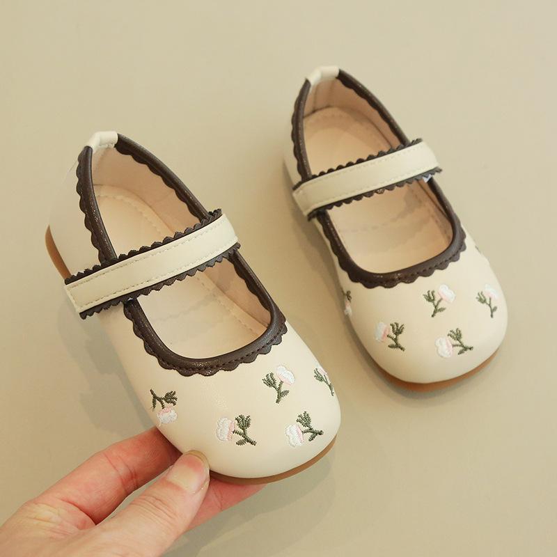 Girls' leather shoes 2025 spring and autumn new children's shoes little girl princess shoes soft sole non-slip Doudou shoes single shoes tide