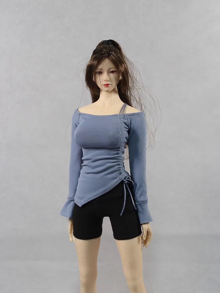 16 Scale Costume, 16 Scale Figure Clothes, Female Yoga Wear, Sportswear, Women's Yoga Wear Outerwear (Body, Head, Shoes, etc. Not Included) (Fog Blue)