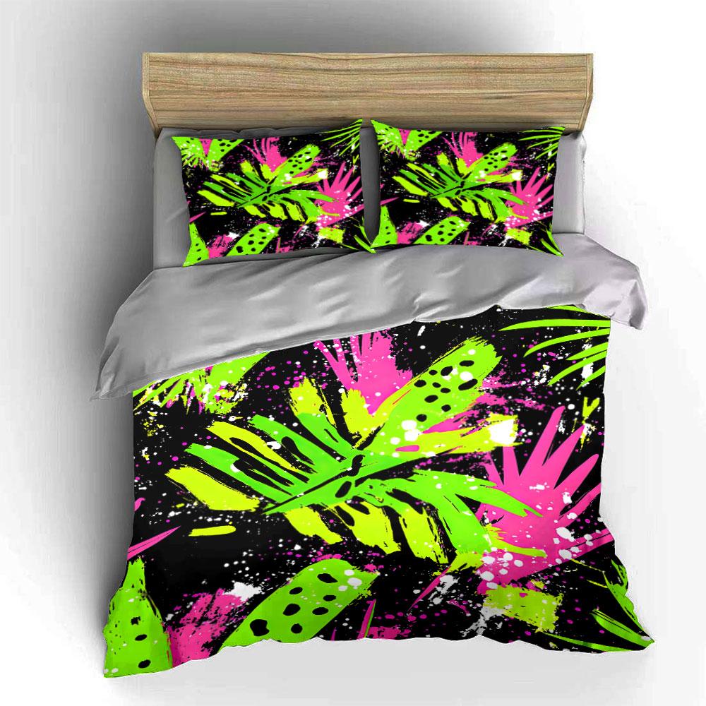 Colorful Tropical Pattern Three-Piece Set  Kid'S And Adults' Bedroom Decor, Exquisite Three-Piece Bedding Set Gift