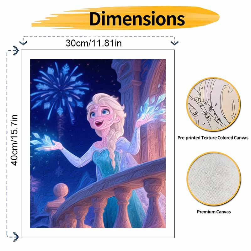 Disney Elsa Frozen Princess Digital Oil Painting Art Kit Hand Painted Home Decor