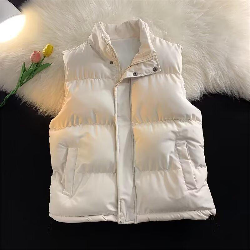 Women s Stand Collar Padded Vest Loose Fit Japanese Casual Minimalist Winter Women Waistcoat M