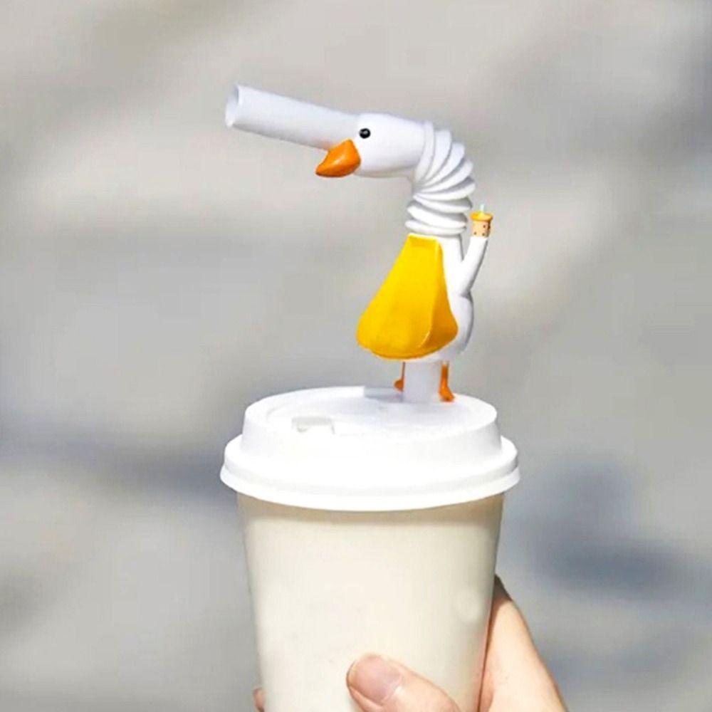 Cartoon Plastic Drinking Straws Animal Goose Animal Long Straw Drinking Tube  for Kitchen & Bar