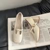 Retro fashion high heels women's square head Mary Jane shoes summer new shoes buckle thick heel light mouth middle heel shoes single shoes