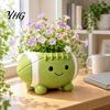 Creative Garden Ornament Rugby Ball Succulent Planter, Resin Small Flower Pot with Feet, Weatherproof Decor Cute Smiling Plant for Indoor Outdoor Home