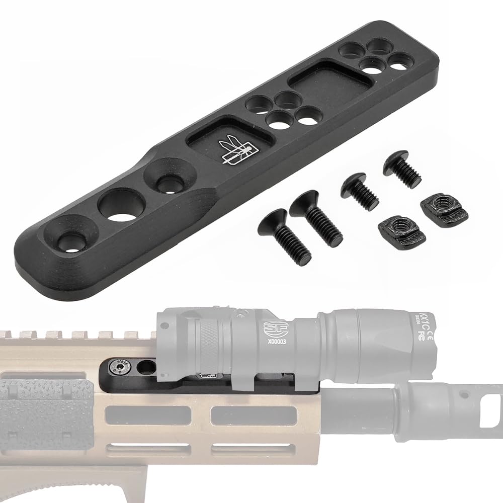 Ryohin Buhin M-LOK Compatible In-Line Light Mount for SF M300/M600 Mod Lights, Black with Engraving (HSP Thorntail2 SBR Replica)