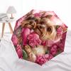 Yorkshire Terrier and Heart pattern, automatic folding umbrella, portable and foldable design, 8 ribs, a Christmas or birthday gift.