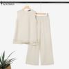ZANZEA Women Sleeveless Vest Tops and Pants Casual Two Piece Suit Sets