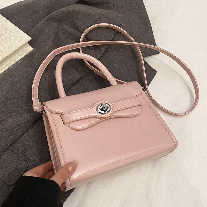 Fashion New French Simple Style High-end Sense Portable Small Square Bag Casual Versatile Commuter Solid Color PU Messenger Bag Women