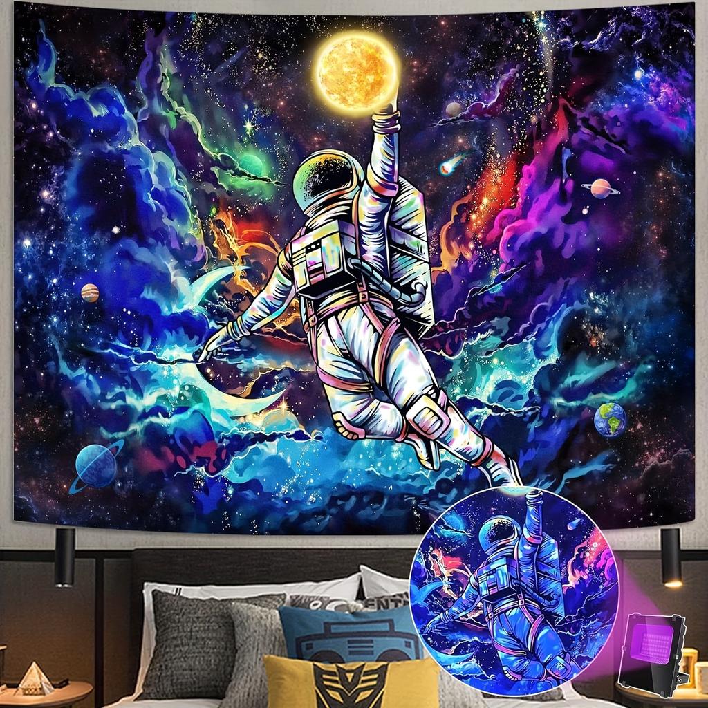 Astronaut In Space Tapestry - Vibrant Cosmic Design With A Touch Of Fantasy For A High-Elegance, Modern Ambiance, Perfect