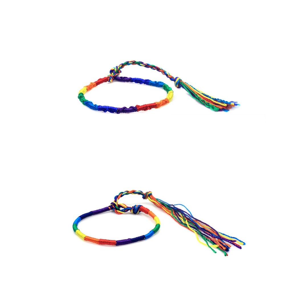 2 Pieces Multi Rope Bracelet Adjustable Handmade Knots Rainbow Thread Bracelets & Bangles For Women Men Lovers Jewelry