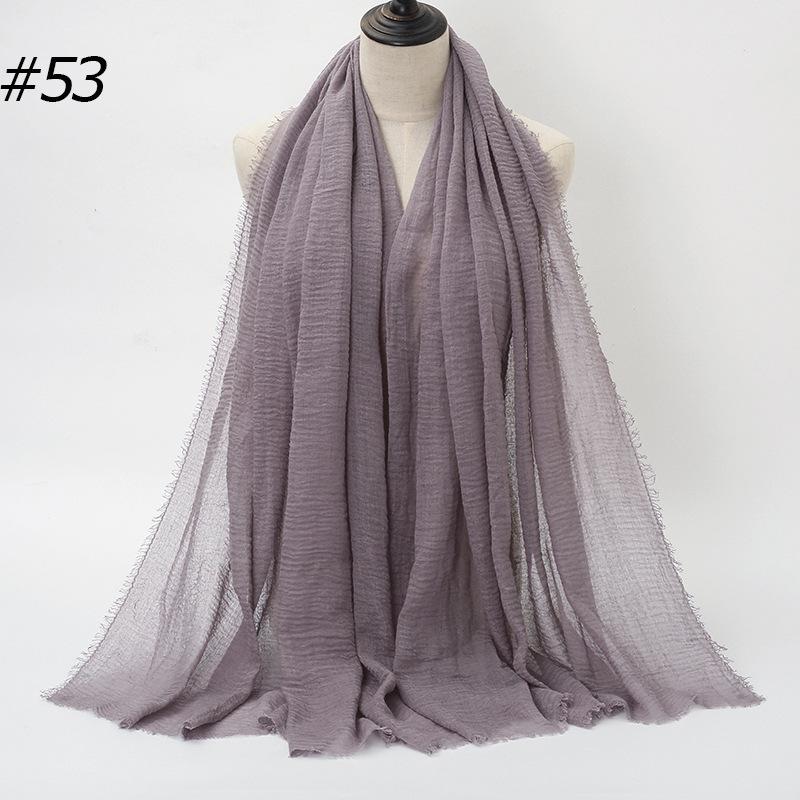 New Pleated Monochrome Cotton Solid Color Scarf, Naturally Pleated Human Cotton Hair Beard Edge Large Size Women's Headscarf B