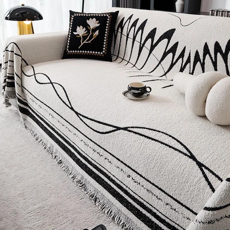 

Универсальный чехол на диван Четыре сезона , защита от царапин кошек, минималистичный крючок, край из пряжи, диванное полотенце, двухсторонний, цельный диванный чехол 180X130