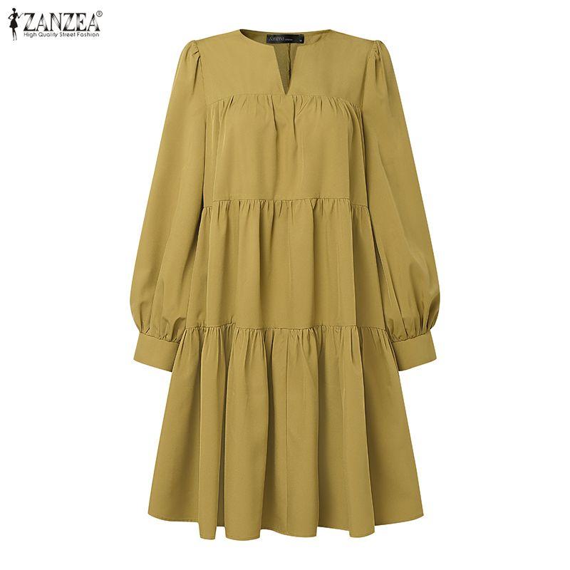 ZANZEA Women Casual V-neck Loose Long Sleeve Solid Blouse