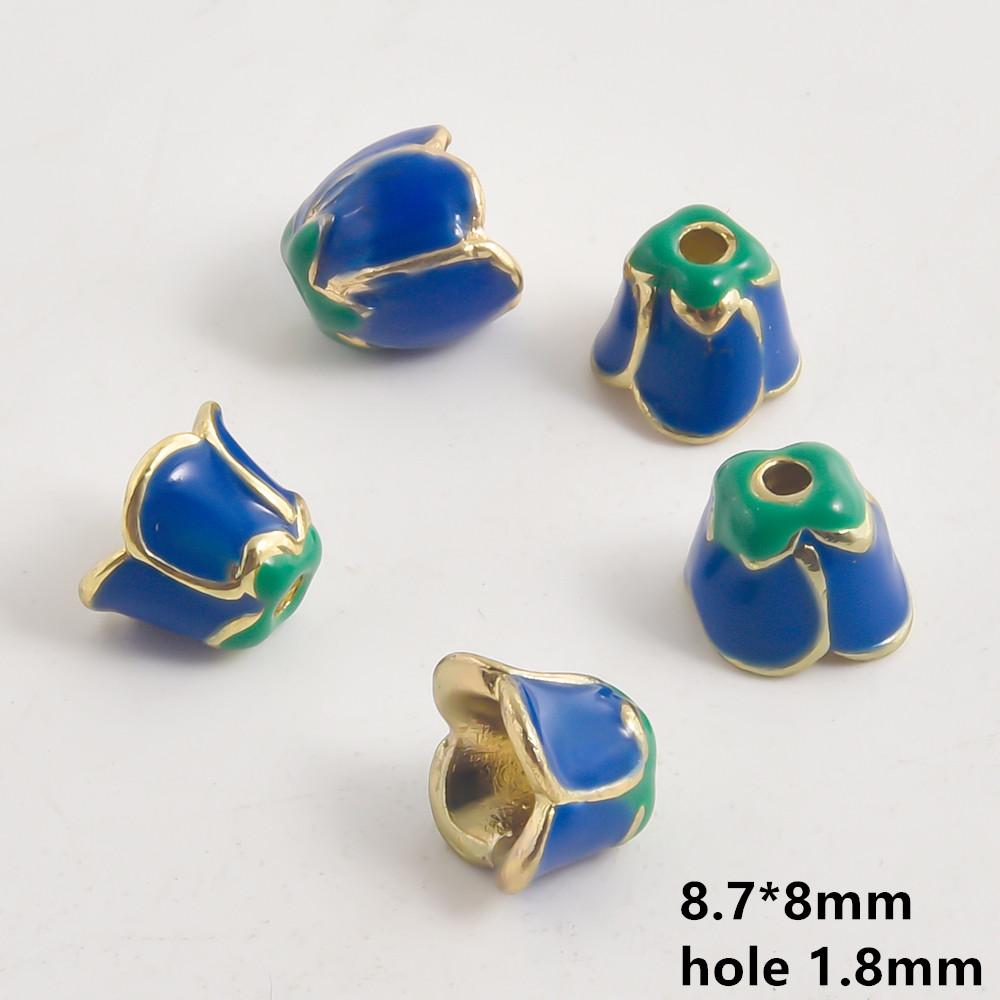 10pcs/Lot Vintage Enamel Flower Bead Cap Accessories For Jewelry Making Supplies Bohemia End Caps Handmade Connectors Materials