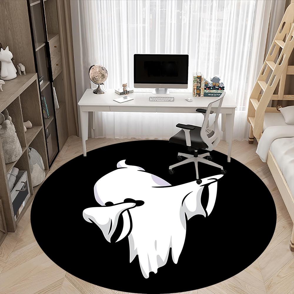 1pc Ghost Spirit Office Round Area Rug, Under Office Chairs Bedroom Living Room Home Decor, Room Deco, Available In Various Sizes
