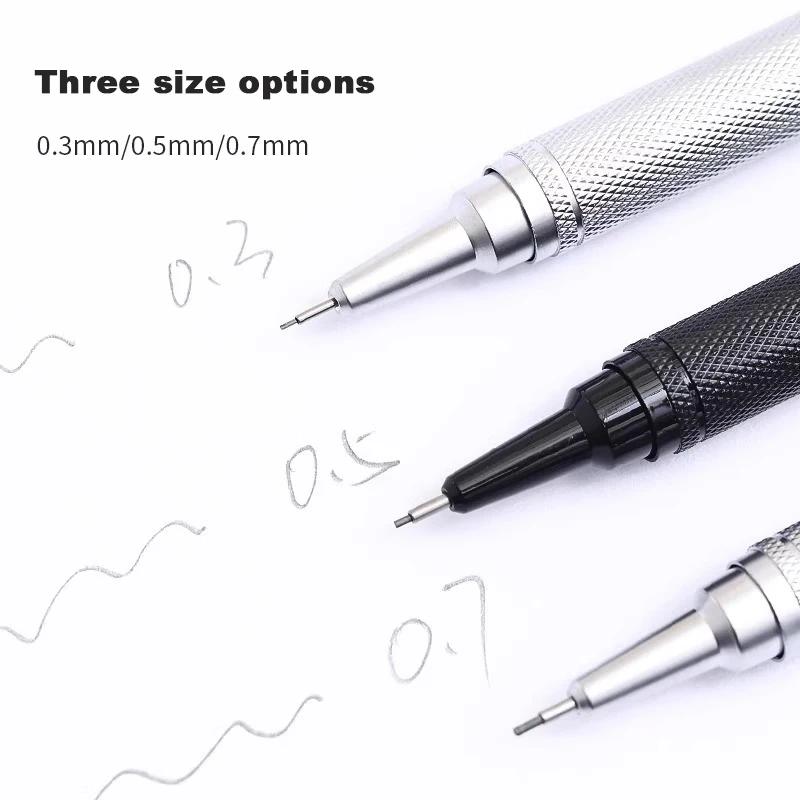 Low Center of Gravity Metal Mechanical Pencil Set 0.3-0.7mm Lead Refill Automatic Pencil Art Sketch Painting Writing Stationery