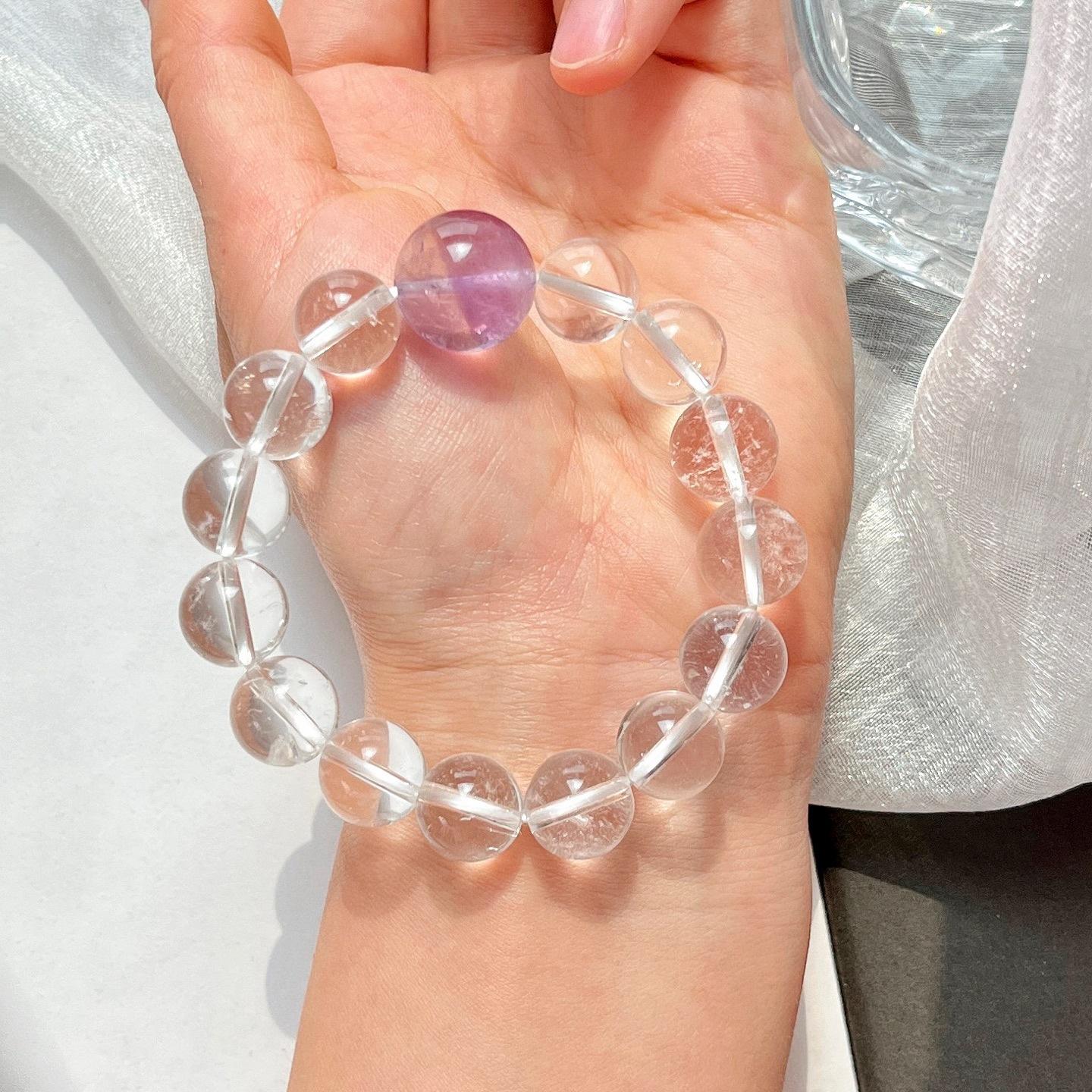 High Quality 12-15Mm Natural White Crystal Amethyst Design Bracelet Bracelet