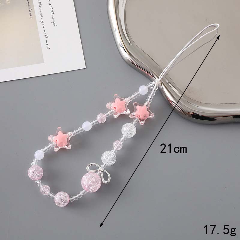 Simple Alien Pearl Star Charming Wrist Strap Phone Case Rope Jewelry for Women Trendy Love Pearl Bow Beaded Phone Chain Lanyard