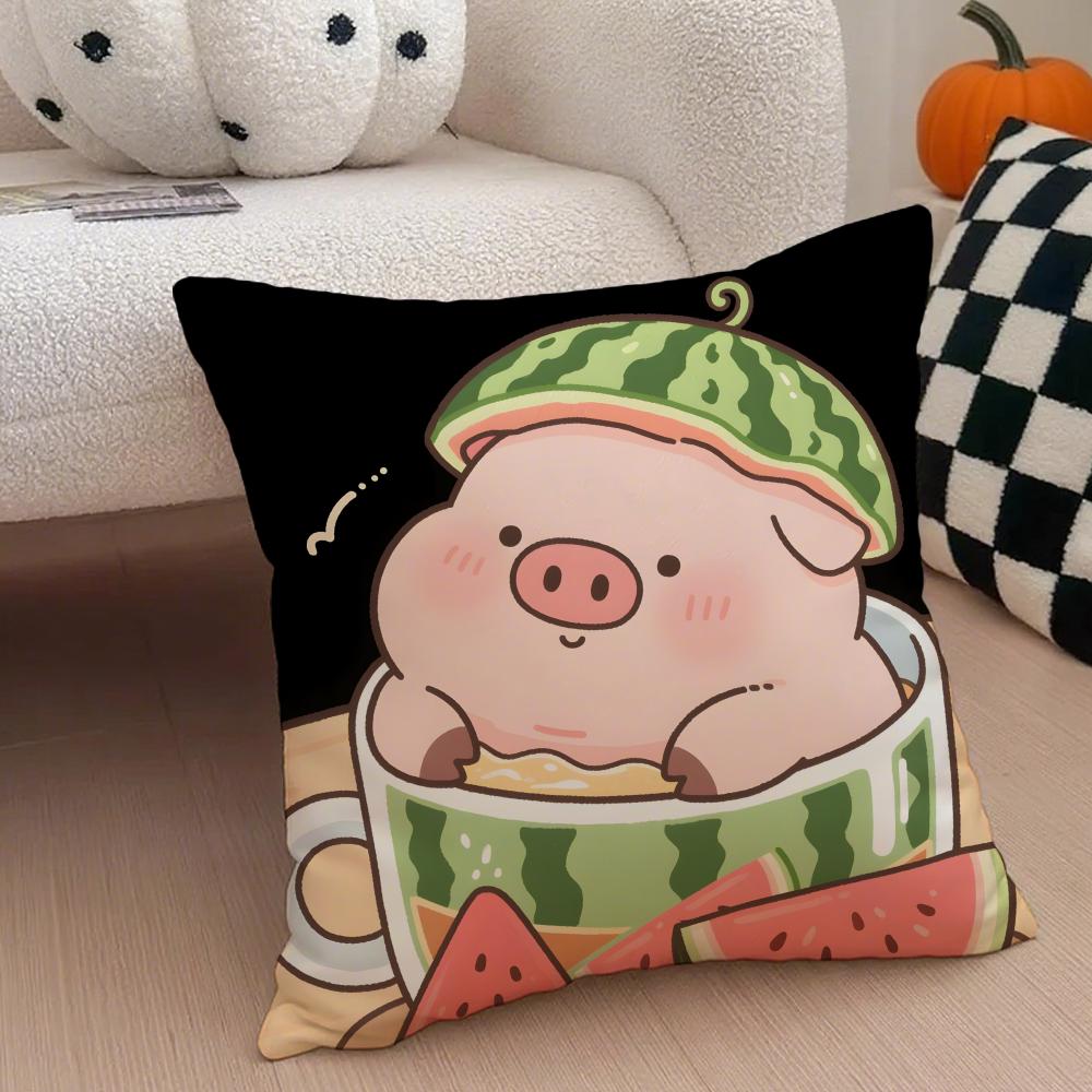 Cute Pig Summer Surprise Cushion Cover Throw Pillow Cover Hidden Button Durable Polyester Chair Cushion