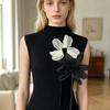 Stoff Lotus Applikation Lotusblumen Dekoration mit langem Band Aufnäher Blumen Verzierung