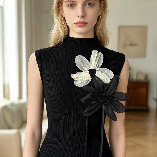 Stoff Lotus Applikation Lotusblumen Dekoration mit langem Band Aufnäher Blumen Verzierung