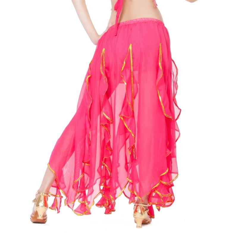 Bauchtanzkostüm für Damen Bauchtanzrock Chiffon Rüschen Maxirock Bauchtänzerin Outfit Halloween Kostüme
