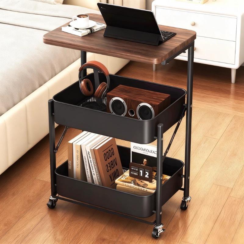 Beweglicher mehrstöckiger Snack- und Kaffeetisch: Faltbares Regal für Wohnzimmer & Schlafzimmer
