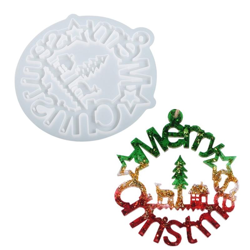 Diy Christmas Elk Snowflake Crystal Epoxy Mold Pendant Wall Hanging Curtain Wind Chime Mirror Surface Silicone Mold
