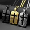 Christian Bible Cross Dog Tag Chain Necklace for Men Stainless Steel Pendant Necklace Religious Lord's Prayer Jesus Jewelry