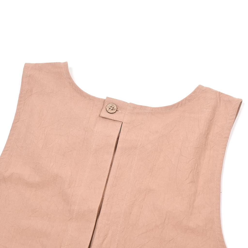 Sewing Washer Pintuck Light [Kusuguru Japan] Apron, Apron, K103-12, Brown, M-L