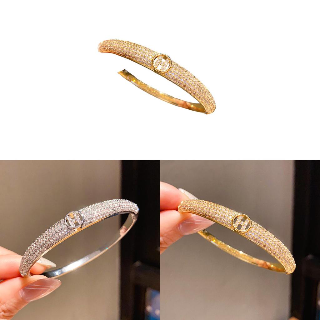 Copper Letter Charm Bracelet With Zirconia Embellishments For Fashionable Women