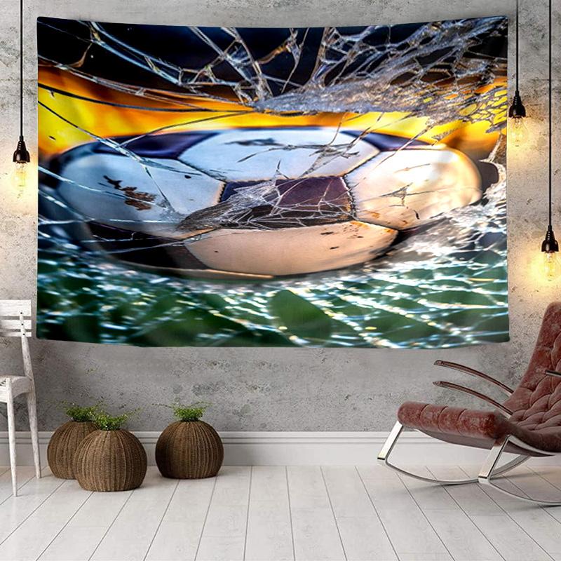 Flaming Soccer Ball Tapestry Room Decoration Wall Hanging for Living Room Bedroom, dormitory, Birthday and Christmas gifts