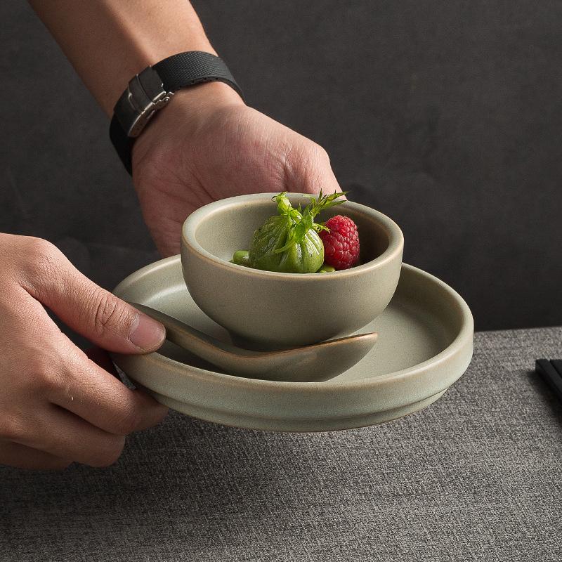 Retro sada stolního nádobí v japonském stylu, Třídílná sada pro hotelový provoz, Misky, lžíce pro komerční klubové restaurace, Stolní nádobí pro jednu osobu
