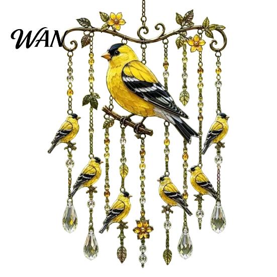 Soothing Garden Decor Graceful Bird Wind Chimes, Chimes for Outside, Metal Hanging Crystal Chime Suncatchers with Pendants Yard Outdoor жёлтый