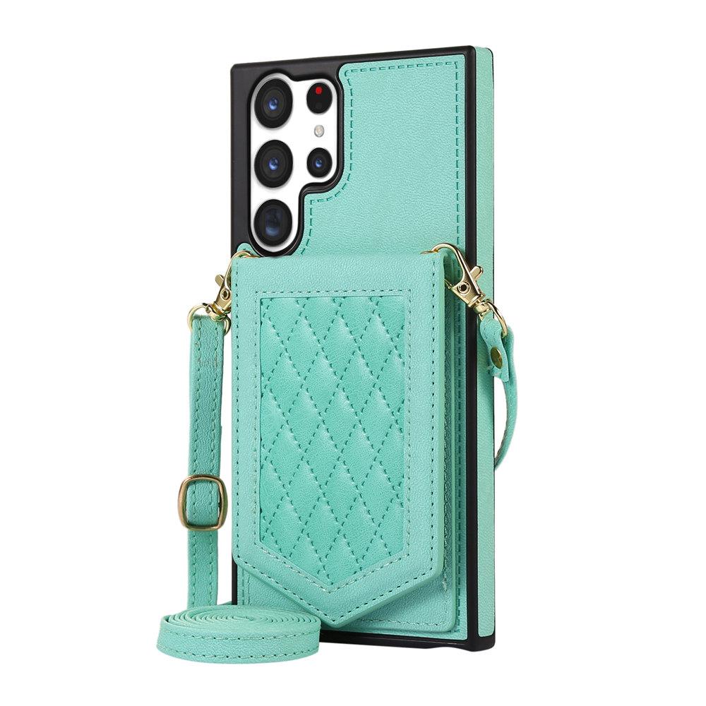 Crossbody Mirror Leather Wallet Case For Samsung Galaxy S24 Ultra S23 Plus S22 S21 S20 Note 20 A13 A14 A54 Cards Phone Cover