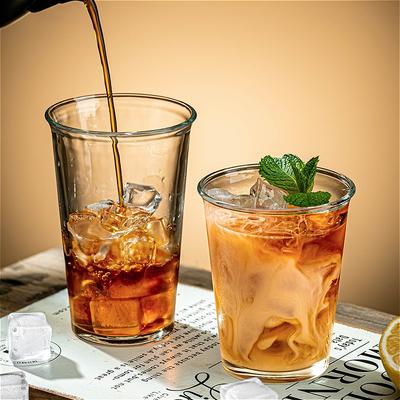 2pcs Sets Korean Style Coffee Cup Transparent Simple Cold Drink Mug Iced Latte Coffee Mug Cafe Milkshake Tea Juice Beverage Mugs