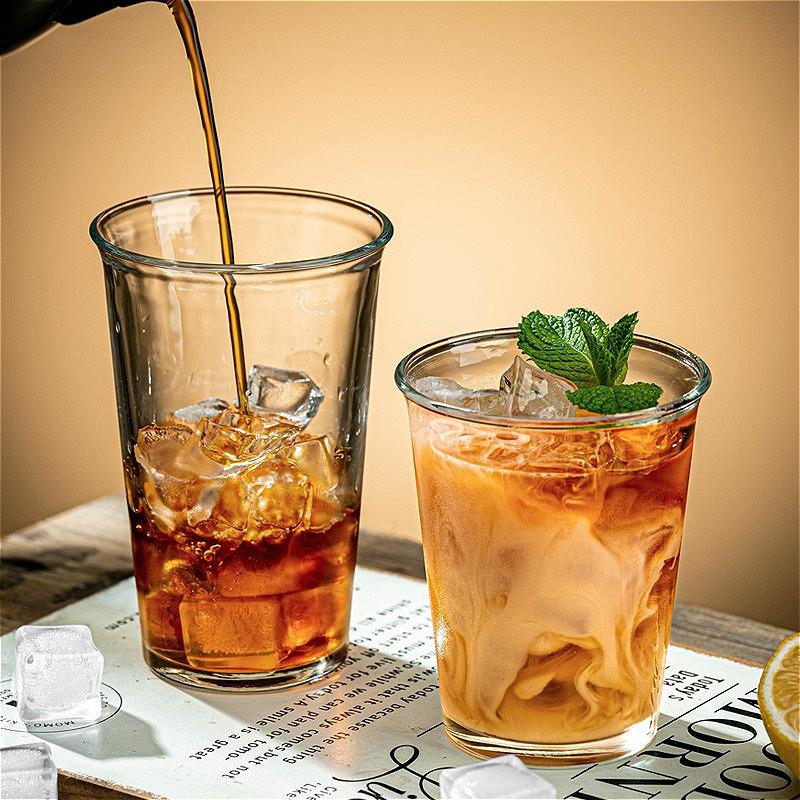 2pcs Sets Korean Style Coffee Cup Transparent Simple Cold Drink Mug Iced Latte Coffee Mug Cafe Milkshake Tea Juice Beverage Mugs