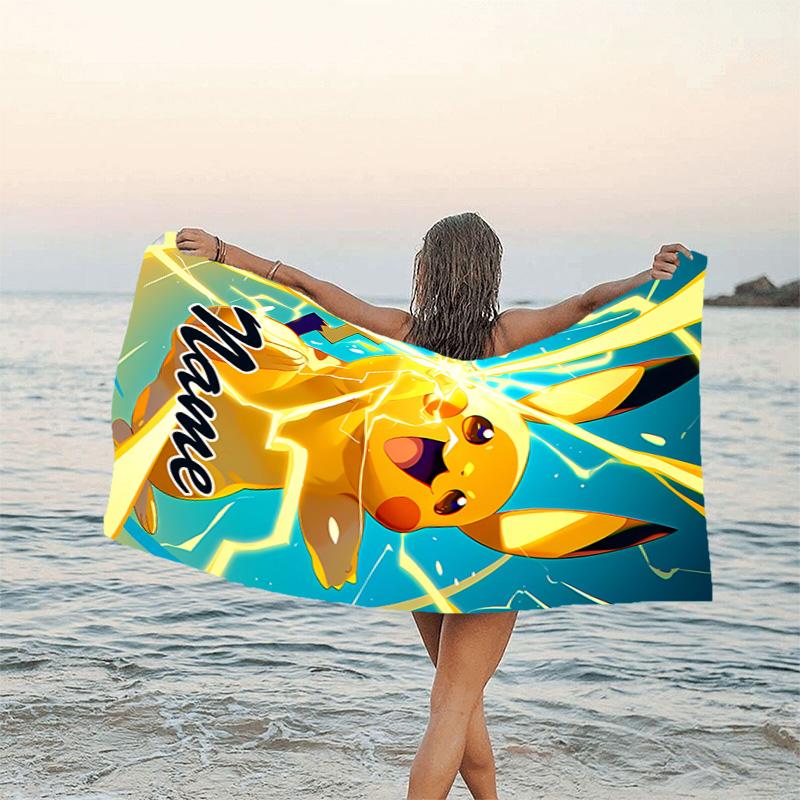 1pc Pika1 Beach Towel with Custom Name, Beach/Swimming/Bath/Picnic/Camping Towel, Suitable for Seaside Beaches