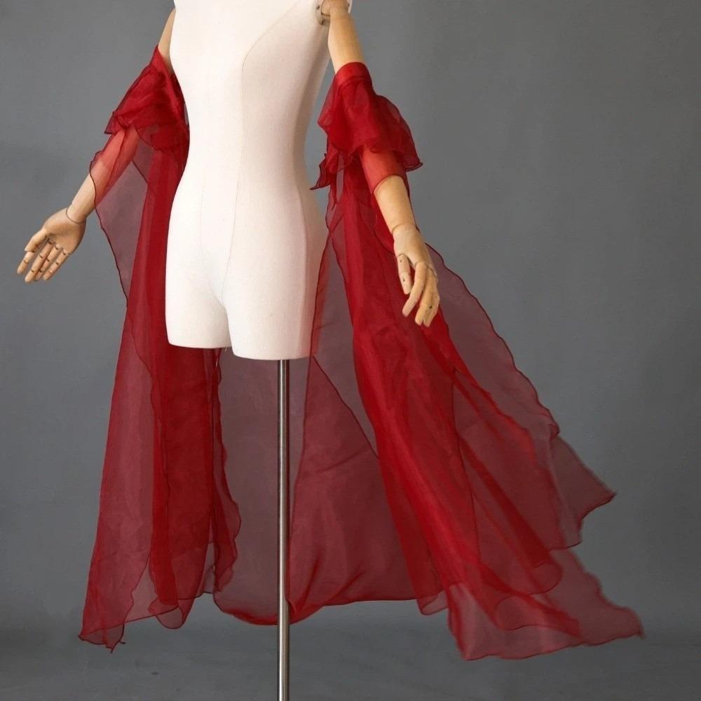 Hanfu Cinese Classico Maniche ad Acqua Pizzo di Organza Allacciatura Scialle di Pizzo Fluttuante da Fata Manica da Braccio Accessorio per Danza Etnica